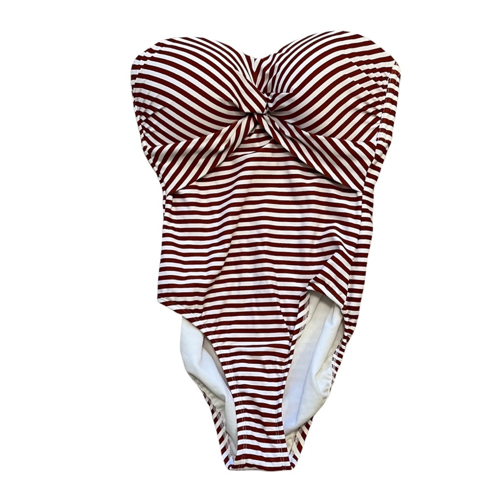 Kona Sol Knot Front, Striped One-Piece Swim Suit S